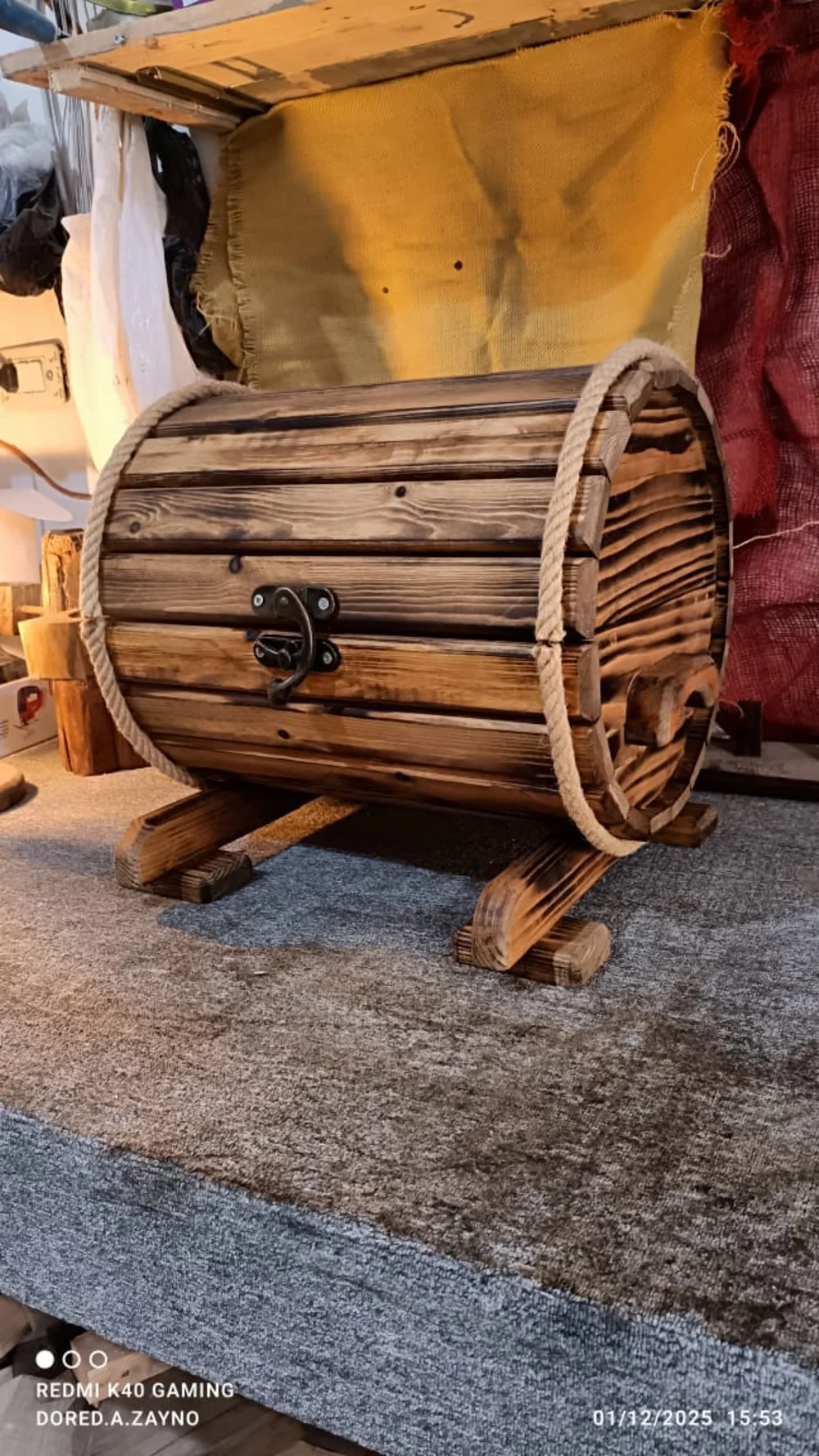 Open wooden treasure chest